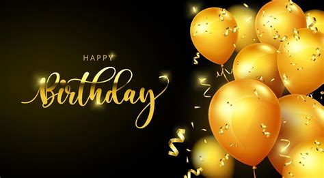 Birthday balloons vector banner template. Happy birthday greeting text ...