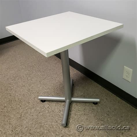 24" White Square Table w/ Silver Base - Allsold.ca - Buy & Sell Used ...