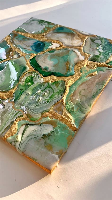 Geode resin green art. Epoxy emerald agate painting. Best gift | Etsy