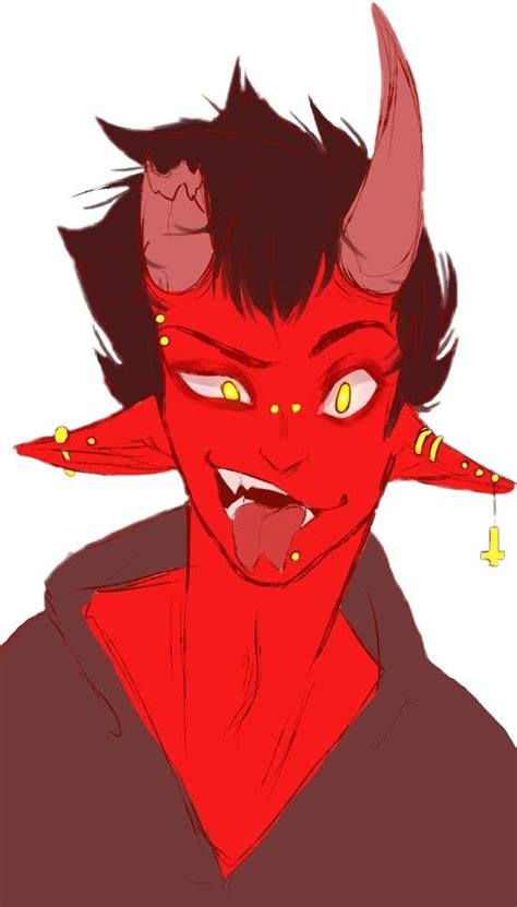 anime otaku animeboy demon evil satan red horns brown... | Monster prom ...