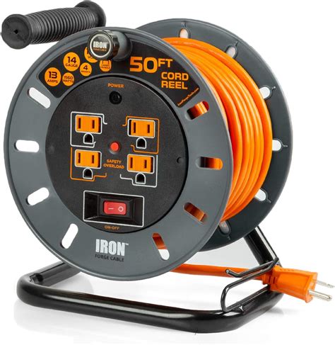 50 Ft Extension Cord Reel with 4 Electrical Power Outlets - 14/3 SJTW ...