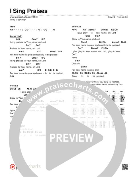 I Sing Praises Chords PDF (Terry MacAlmon) - PraiseCharts