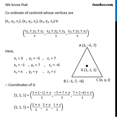 Example 9 - Centroid of triangle ABC is (1, 1, 1) - Section - Centroid