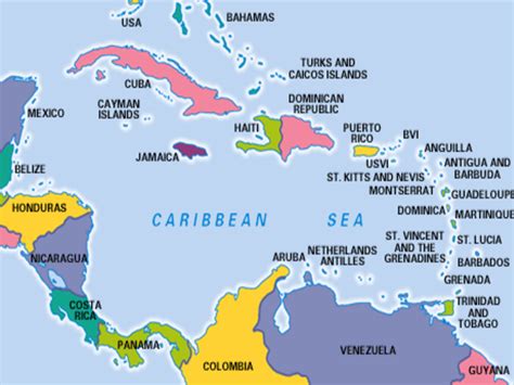 Caribbean On The World Map - Printable Map