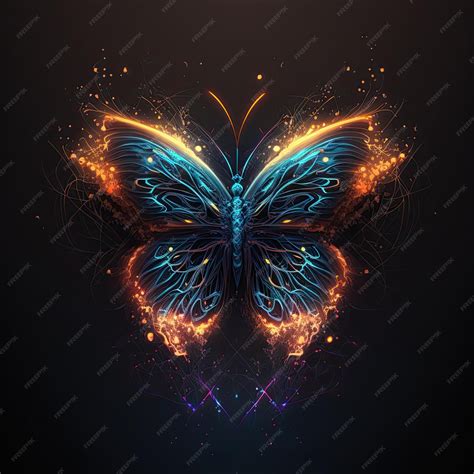 Premium Photo | Abstract neon light Butterfly artwork design digital ...