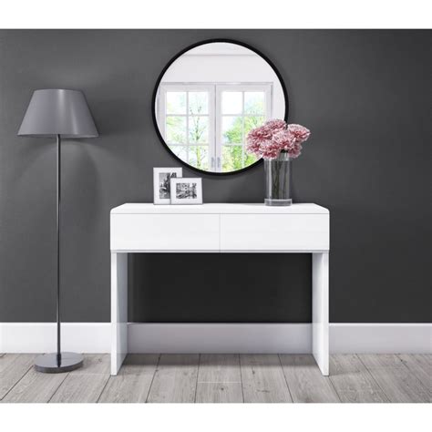 Skylar White Gloss Dressing Table - 2 Drawer | Furniture123