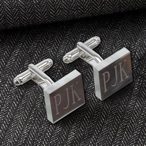 Personalized Silver Square Cufflinks For Groomsmen