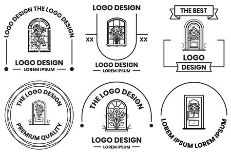 Doors and windows with flowers logo in flat line art style 28741613 ...