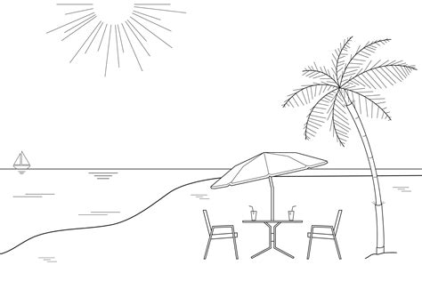 Beach Outline Drawing