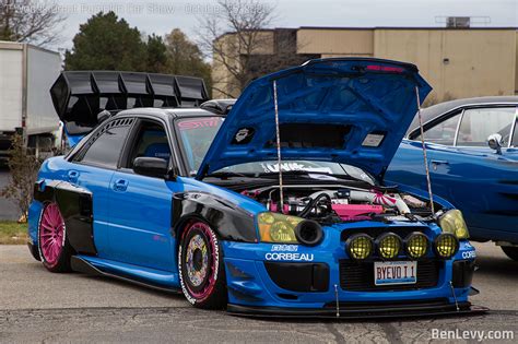 Blue Subaru WRX STI with rally lights - BenLevy.com