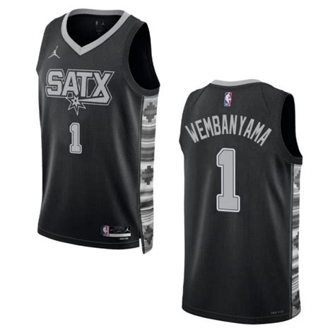 San Antonio Spurs #1 Victor Wembanyama Unisex Black 2022-23 Swingman ...