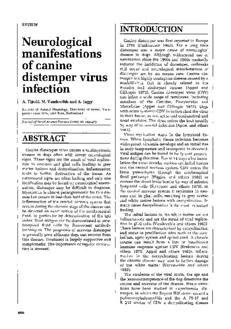 (PDF) Neurological manifestations of canine distemper virus infection ...