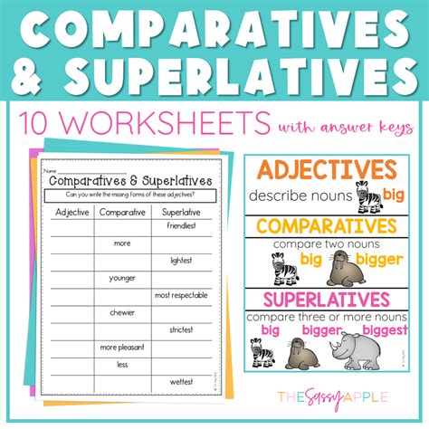 Comparative and Superlative Adjectives Worksheet Activities and Anchor ...