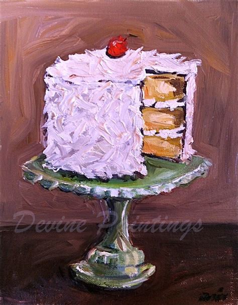 Coconut Layer Cake Oil Painting | Painted cakes, Cupcake painting, Food ...