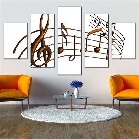 Abstract Music Canvas Wall Art, White Modern Isolated Music Notes 5 Pi ...