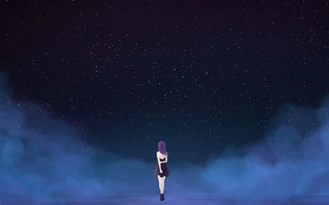 Starry Sky, Fantasy, Anime Girl, Minimal, Night, Wallpaper - 3840x2400 ...