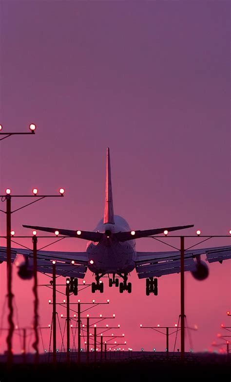 Download wallpaper 1280x2120 aircraft, landing, sunset, iphone 6 plus ...