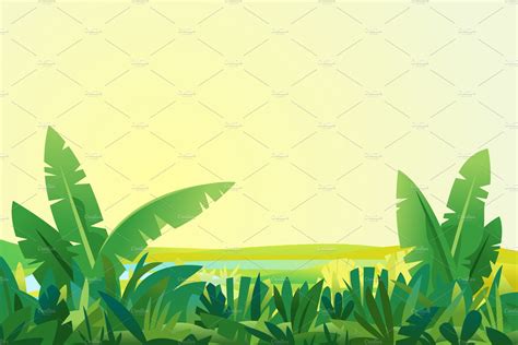 Jungle Plants Landscape Background | Illustrations ~ Creative Market