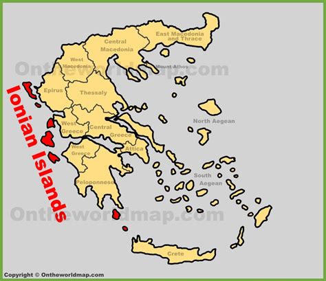 Ionian Islands location on the Greece map - Ontheworldmap.com