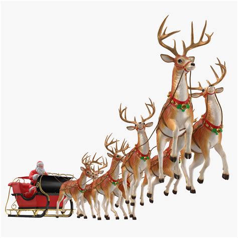 Santa claus reindeer flying 3D - TurboSquid 1232838