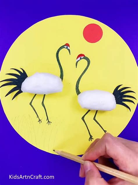 DIY Crane Bird Artwork Step by Step Tutorial for kids - Kids Art & Craft