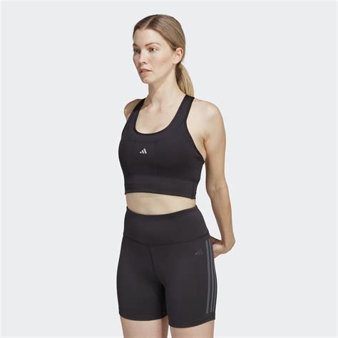 Women's Clothing - Medium-Support Running Pocket Bra - Black | adidas Egypt