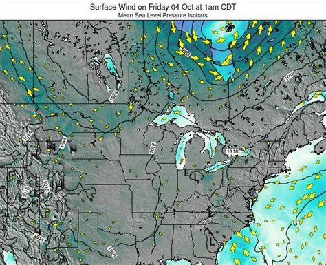 Wisconsin Surface Wind on Friday 13 Aug at 1pm CDT