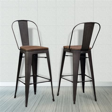 Outdoor Metal Bar Stools, Metal Bar Stools Set of 2, 30.12" Seat Height ...