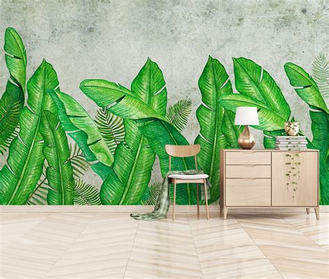 Banana Leaf Wallpaper Peel And Stick Tropical Plant | Etsy