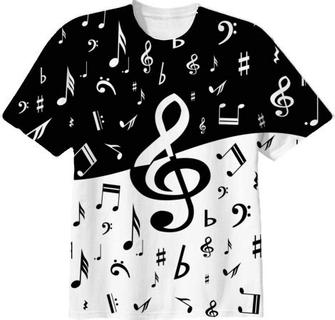 Shop Black and White Music Notes Cotton T-shirt by gbc-design | Print ...