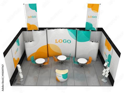 Blank creative exhibition stand design. Booth template. 3D render Stock ...