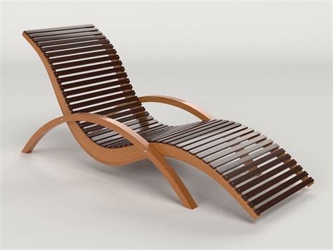 Lounge Chair Outdoor Wood Patio Deck 3D model | CGTrader