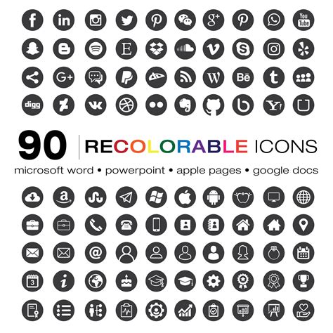 RESUME ICONS SET Recolorable Icons for Microsoft Word | Etsy