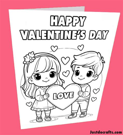 Valentine’s Day Cards to Color. Free printable - Just Do Crafts