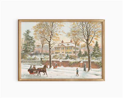 Christmas Village Painting, Vintage Christmas Prints, Holiday Village ...