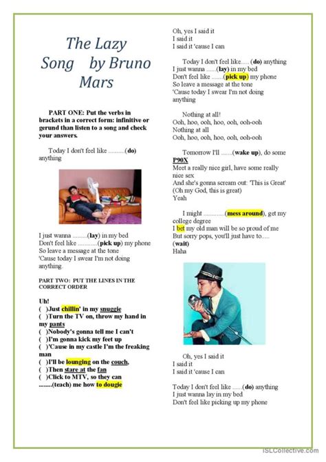 The Lazy Song Bruno Mars Lyrics