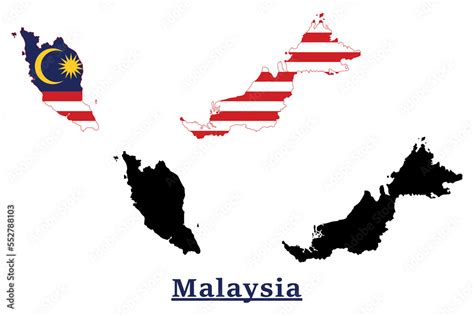 Malaysia National Flag Map Design, Illustration Of Malaysia Country ...