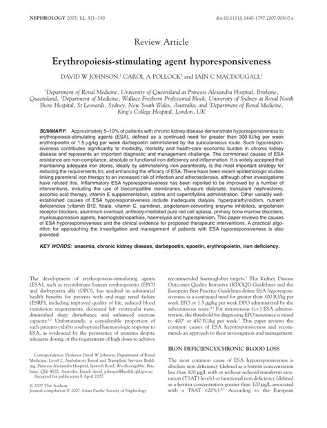 (PDF) Erythropoiesis‐stimulating agent hyporesponsiveness (Review Article)