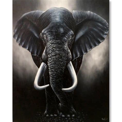 Best Elephant Art Black and White Painting with Trunk