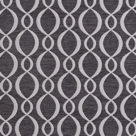 Black and Gray Small Scale Interwoven Circles Chenille Upholstery Fabric