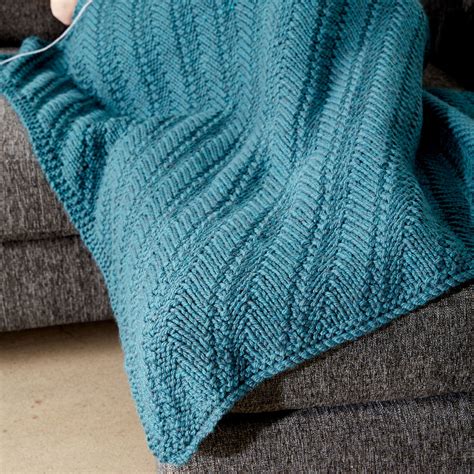 Bernat Reversible Knit Lap Blanket Free Pattern