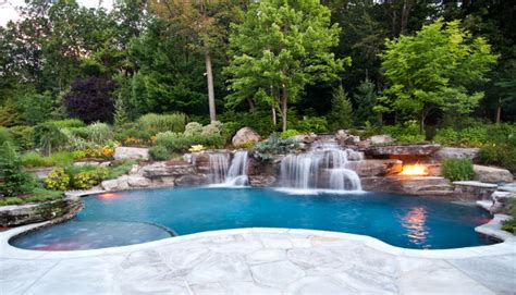 Backyard Swimming Pool Waterfall Design- Bergen County NJ ...