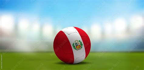 Peru soccer football ball. Soccer stadium. 3d rendering Stock ...