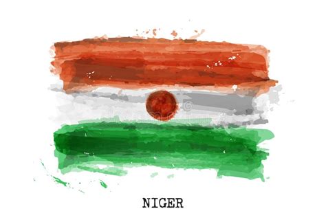 Realistic Watercolor Painting Flag of Niger . Vector Stock Vector ...