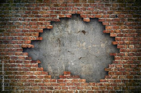 Old red brick wall damaged background Stock Illustration | Adobe Stock