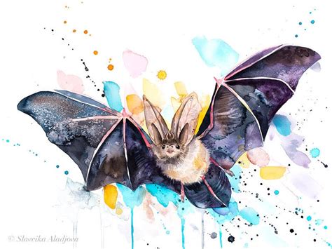 Townsend's Big-eared Bat Watercolor Painting Print by - Etsy | Painting ...