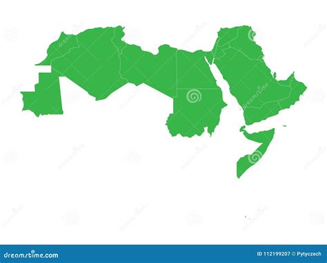 Arab World States Political Map With Colorfully Higlighted 22 Arabic ...