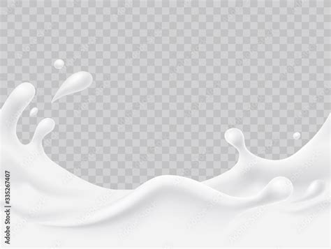 Milk splash seamless pattern. 3d realistic yogurt wave border on ...