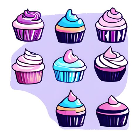 9 Kawaii Cupcake Stickers · Creative Fabrica