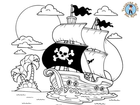 Pirate Ship Coloring Page - Free Printables - Treasure hunt 4 Kids